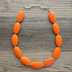 NWOT Orange Beaded Necklace & Earrings Set